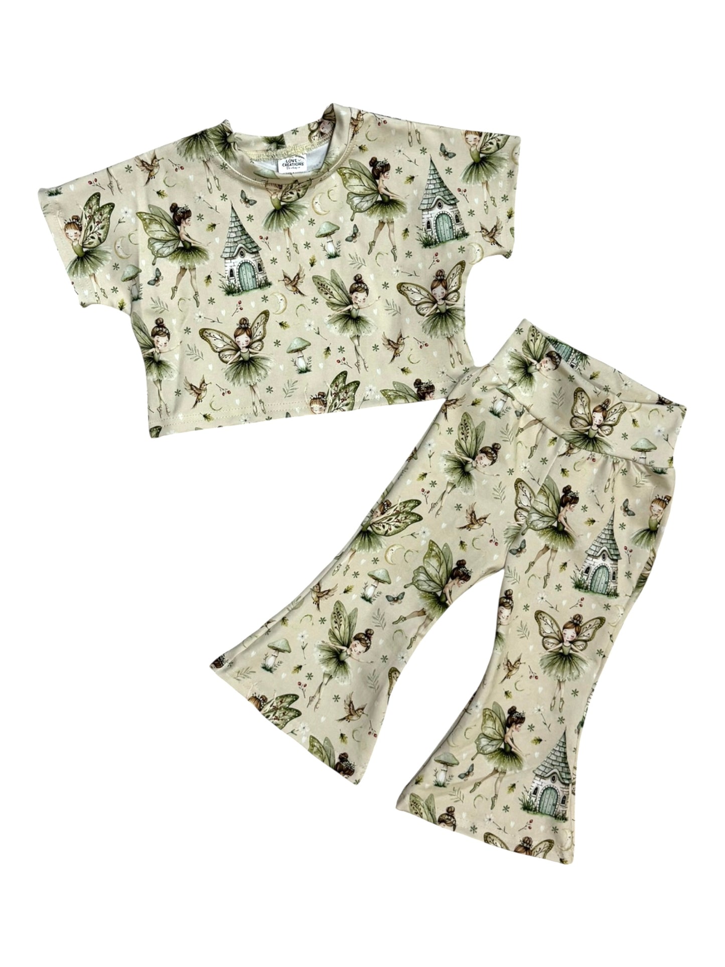 Fairy boxy T and flares set size 0