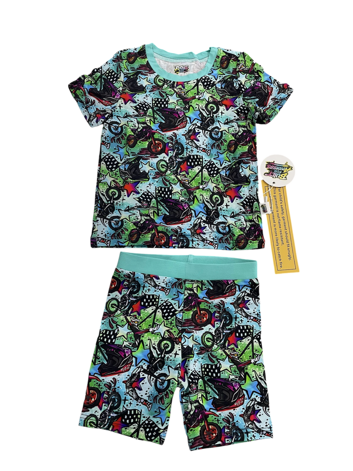 Ruckus moto green summer pjs