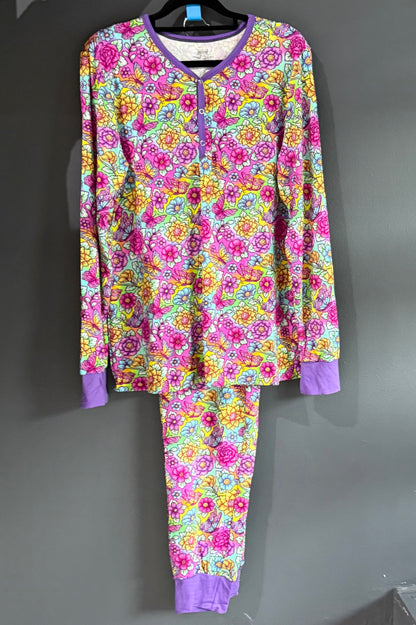 Purple floral adult PJS