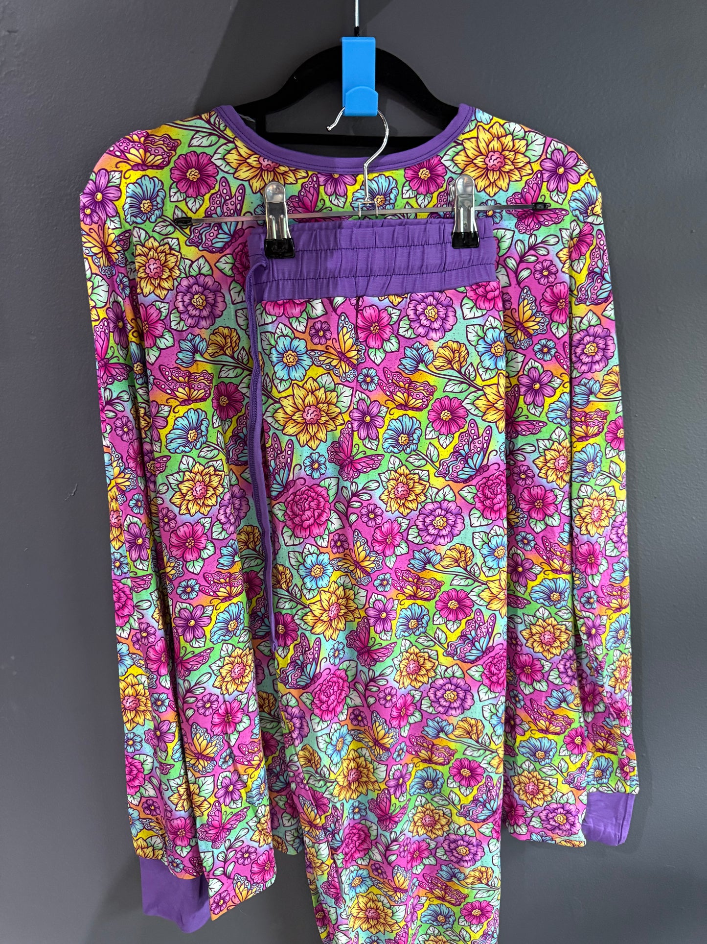 Purple floral adult PJS